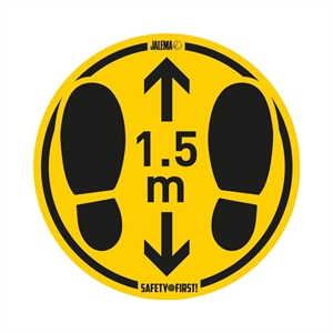 Jalema vloersticker / houd 1,5m afstand / rond / ruwe vloer / 2 stuks