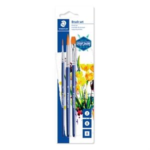 Staedtler 989-SBK3-3 penselenset / nummer 2 & 8 / synthetisch / blauw