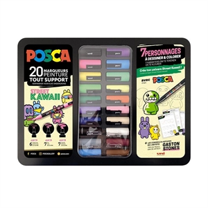 POSCA verfmarkerset Street Kawaii / 0,7 - 2,5 mm / rond / 20 stuks