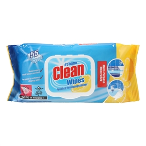 At Home Clean Multi-Cleaning schoonmaakdoekjes / lemon / 55 doekjes