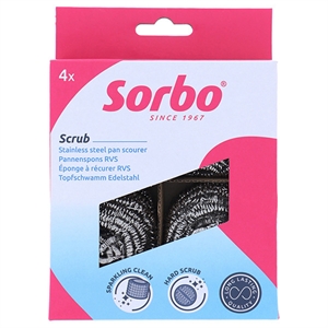 Sorbo Pannenspons / RVS / 4 stuks