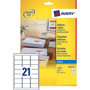 Avery Zweckform J8160-40 adresetiketten / 63,5 mm x 38,1 mm / 840 etiketten