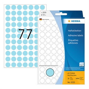 Herma 2233 multifunctionele etiketten / 13 mm / blauw / 2464 etiketten