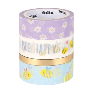 Folia 26452 hotfoil washi tape / bees / 5 meter / 4 stuks