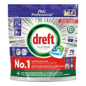 Dreft Professional All-in-One Platinum vaatwastabletten / Regular / 75 tabs