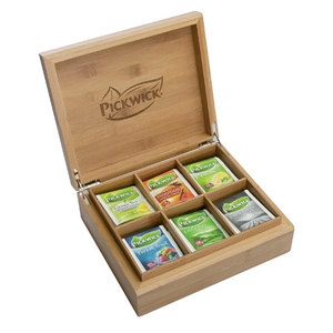 Pickwick Professional Theekist / bamboe / 6 vakjes / inclusief 6 smaken thee