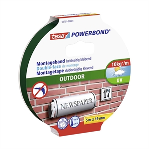 Tesa 55751-00001-03 Powerbond Outdoor tape / dubbelzijdig / assorti / 19 mm x 5 m