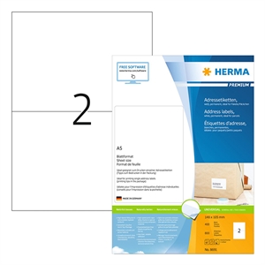 Herma Premium 8691 permanent hechtende etiketten / A5 / 148 x 105 mm / wit / 800 etiketten