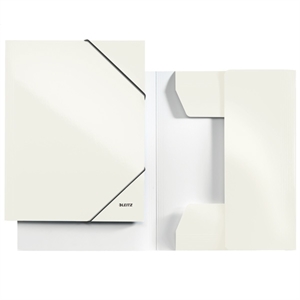Leitz 3982 WOW 3-klepsmap / A4 / PP gelamineerd papier / metallic wit / tot 250 bladen