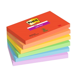 3M Post-It super sticky / 76 x 127 mm / Playful / 6 x 90 vel