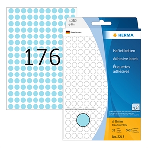 Herma 2213 multifunctionele etiketten / 8 mm / blauw / 5632 etiketten