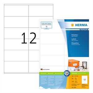 Herma Premium 4635 permanent hechtende etiketten / A4 / 105 x 48 mm / wit / 2.400 etiketten