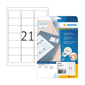 Herma 8838 inkjet etiketten / A4 / 63,5 x 38,1 mm / wit / 525 etiketten