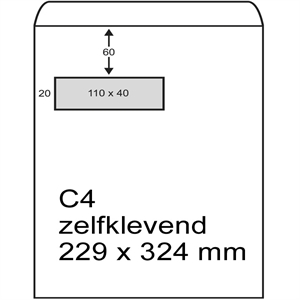 Raadhuis 303590 akte envelop / zelfklevend / C4 / venster links / 229mm x 324mm / 250 stuks