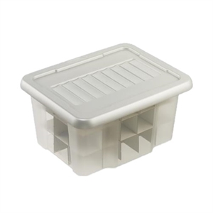 Sunware Nesta opbergdoos voor kerstversiering / transparant/grijs / 24 liter / 45 kerstballen