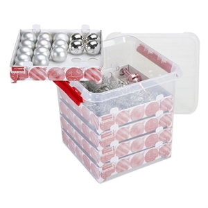 Sunware Q-line opbergdoos voor kerstversiering / transparant / 38 liter / 125 kerstballen