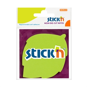 Stick'n Die-Cut notes bladeren / 70 x 70 mm / neon-groen / 50 vel