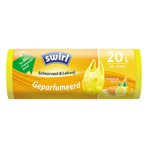 Swirl vuilniszakken met handvatten / Lemon & Melon / 20 liter / 25 stuks