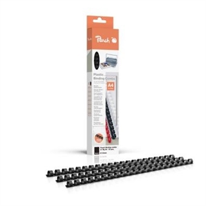 Peach bindruggen 8 mm / A4 / pvc / zwart / 21 ringen / tot 45 vel / 25 stuks