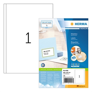 Herma Premium 4458 permanent hechtende etiketten / A4 / 200 x 297 mm / wit / 100 etiketten