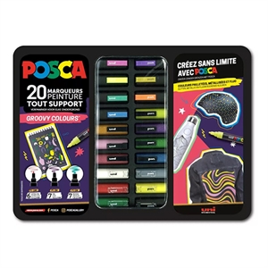POSCA PC-1MC/PC-3M/PC-5M Groovy Colours verfmarkerset / 0,7 – 2,5 mm / 20 stuks