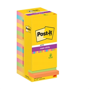 3M Post-It super sticky / 76 x 76 mm / assorti / 16 x 90 vel