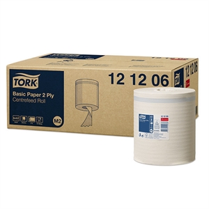 Tork Basic 121206 poetspapier / 2-laags / 6 rollen / geschikt voor Tork M2 dispenser