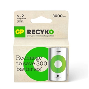 GP Recyko Oplaadbare Ni-Mh Batterijen / D / HR20 / 3000 mAh / 2 stuks