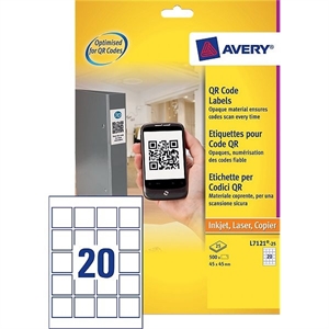 Avery Zweckform L7121-25 QR-etiketten / 45 mm x 45 mm / 500 etiketten
