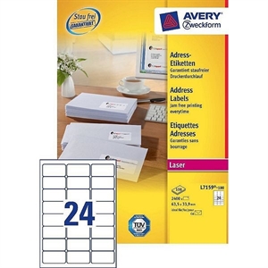Avery Zweckform L7159-40 adresetiketten / quickpeel / 63,5 mm x 33,9 mm / 960 etiketten