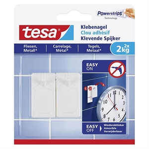 Tesa 77762-00000-00 klevende spijker / tegels en metaal / wit / 2 kg (per stuk) / 2 stuks