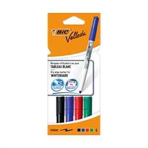BIC Velleda 1741 whiteboard marker set / 4 stuks / ronde punt / 1,4 mm