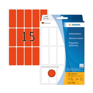 Herma 2416 multifunctionele etiketten / 20 x 50 mm / fluorrood / 360 etiketten