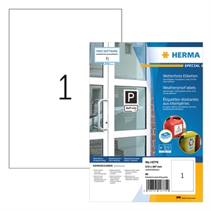 Herma 10775 geïmpregneerde etiketten / weerbestendig / A4 / 210 x 297 mm / 80 etiketten