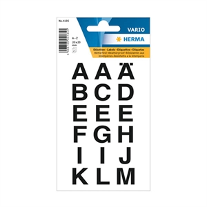 Herma 4135 A-Z etiketten / 20 x 20 mm / zwart/transparant / 36 etiketten