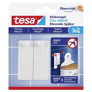 Tesa 77763-00000-00 klevende spijker / tegels en metaal / wit / 3 kg (per stuk) / 2 stuks