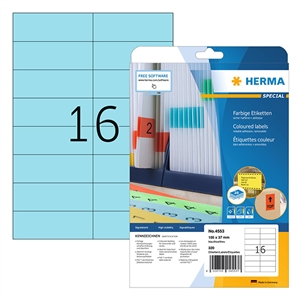 Herma 4553 etiketten / verwijderbaar / A4 / 105 x 37 mm / blauw / 320 etiketten