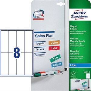 Avery Zweckform J8875-5 magneetetiketten / wit / 50 mm x 140 mm / 40 etiketten