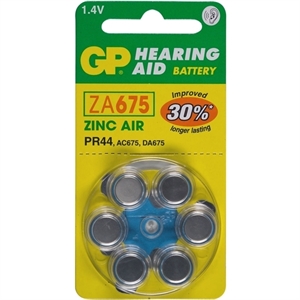 GP PR44 gehoorapparaat batterij / ZA675 / blauw / 6 stuks
