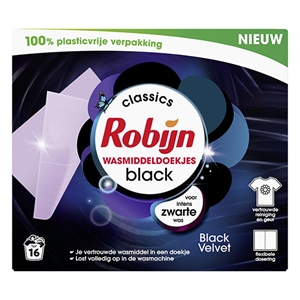 Robijn Classics wasmiddeldoekjes / Black Velvet / 16 wasstrips