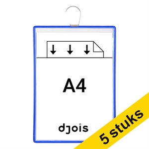 Djois informatiekader / A4 / blauw / staand / met haak / staand / 5 stuks