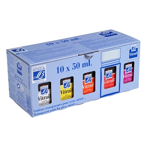 Lefranc Bourgeois Vitrail glas en porseleinverf set | 50 ml | 10 stuks