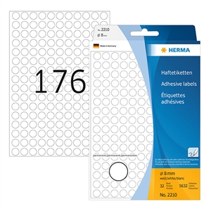 Herma 2210 multifunctionele etiketten / 8 mm / wit / 5632 etiketten