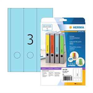 Herma 5138 printbare rugetiketten / zelfklevend / A4 / 61 x 297 mm / blauw / 60 etiketten