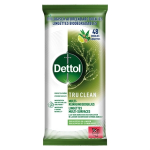 Dettol Bio Tru Clean Reinigingsdoekjes / Eucalyptus & Lime / 48 stuks