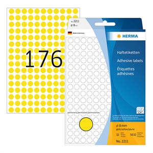 Herma 2211 multifunctionele etiketten / 8 mm / geel / 5632 etiketten