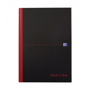 Oxford 100080489 Black ’n Red gebonden boek / A4 / gelinieerd / 90gr. / 96 vel