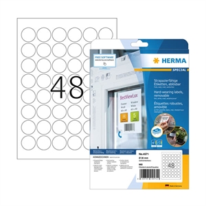 Herma 4571 verwijderbare folie etiketten / weerbestendig / A4 / 30 mm / wit / 960 etiketten