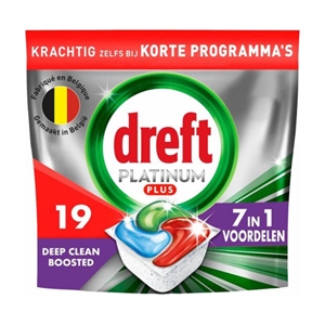 Dreft Platinum Plus All In One Vaatwastabletten / Deep Clean Boosted / 19 tabs