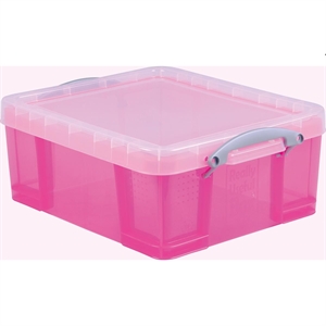 Really Useful Box opbergdoos / polypropyleen / transparant roze / 18 liter